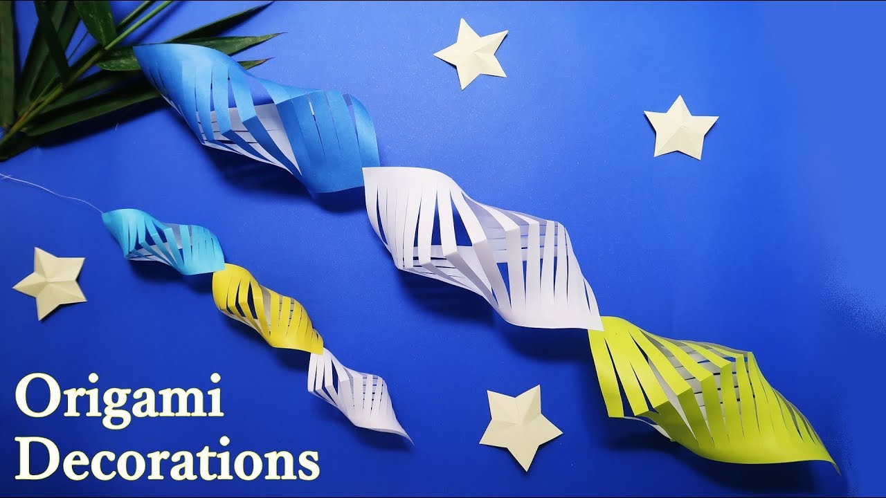 七夕飾り 折り紙 貝つづり 作り方 簡単でおしゃれ 7月の飾り 音声解説 Origami Decorations Shell Easy Tutorial Youtube