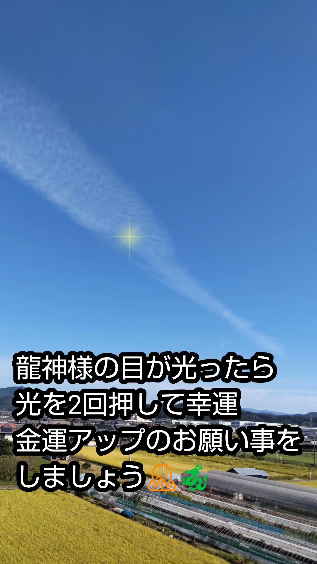 龍神様の目が光ったら光を2回押して幸運、金運アップのお願い事しま