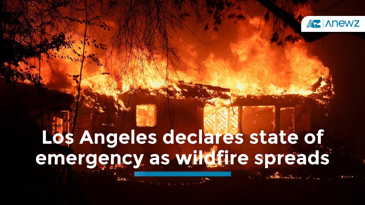 Los Angeles declares state of emergency as wildfire spreads - YouTube