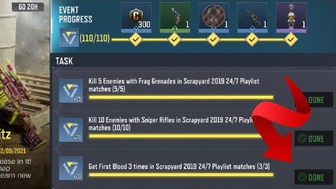 Call Of Duty Mobile Get First Blood 3 times in Scrapyard 2019 24/7 Playlist matches