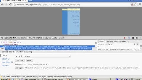 How to change the useragent UA string in Google Chrome desktop browser to emulate other devices