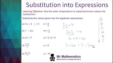 Substituting known values into algebraic expressions - Mr Mathematics