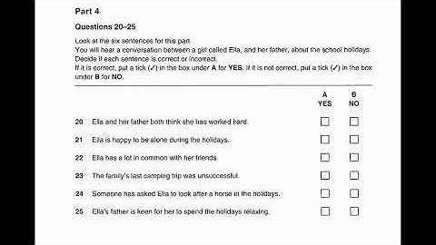 Study English online (B1). Preliminary English Test (PET) Listening Book 5 : Test 4 part 4