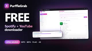 The cleanest free YouTube & Spotify downloader I've used — PurffleGrab (open source)