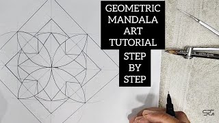 How to Draw an EASY Sacred Mandala | Step by Step Geometric Art Tutorial  Mandala Art