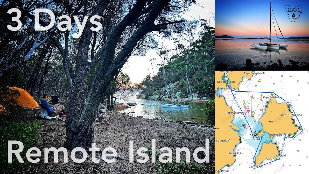 Ep. 45 - MINI TRIMARAN CIRCUMNAVIGATES REMOTE ISLAND 3 DAYS WINDRIDER 17 DINGHY CRUISE