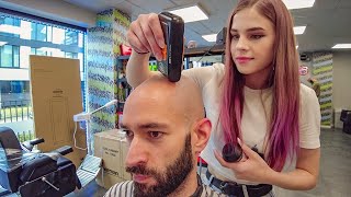 The most THOROUGH Head Shave Ever (Even Caught Me by Surprise!) ASMR - Krakow 🇵🇱