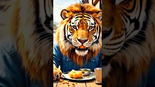 Tiger eating #Vada and #Burger # Pizza# Tiffin# #Telugu