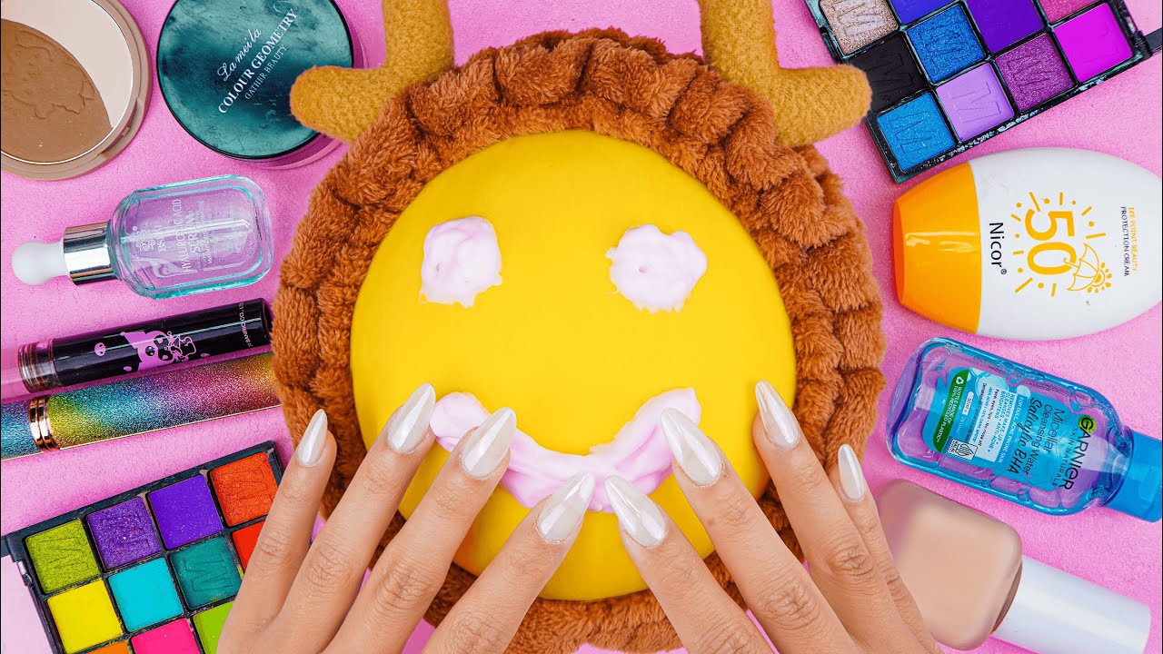 ASMR Skincare and Makeup on Yellow Melon 💛 (No talking) 💛