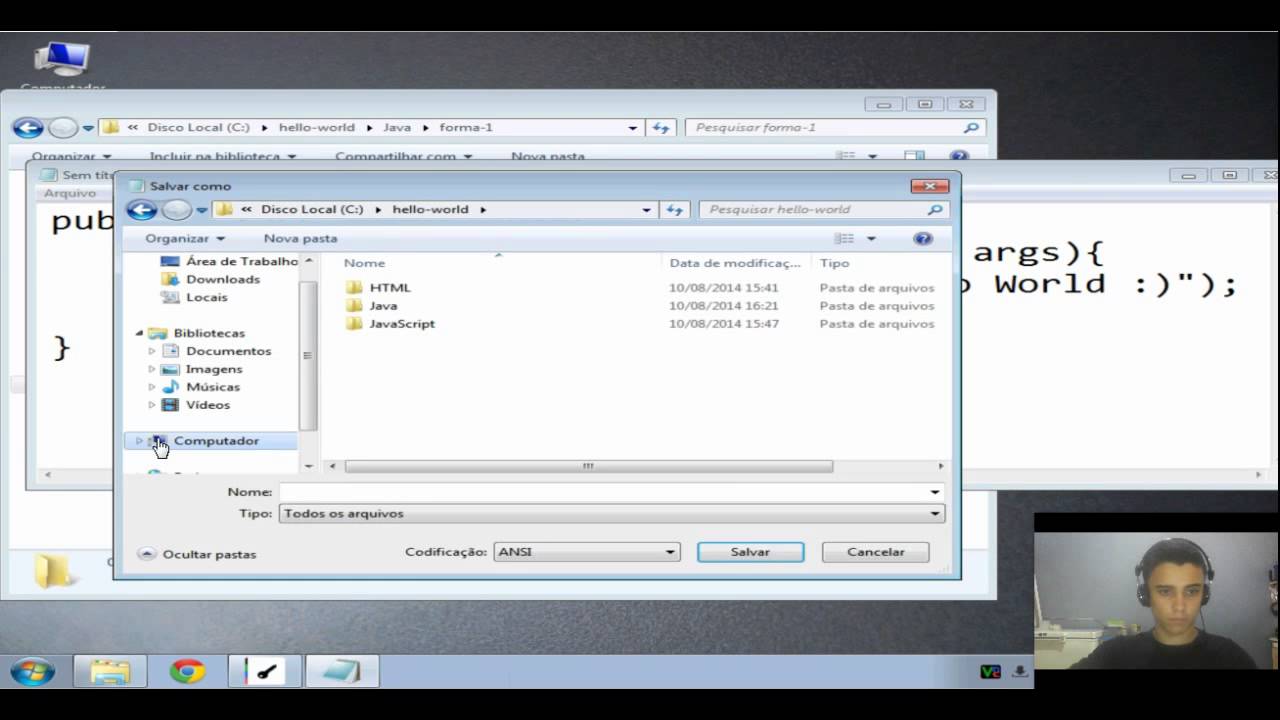 Como fazer um Hello World em Java forma #1 - YouTube