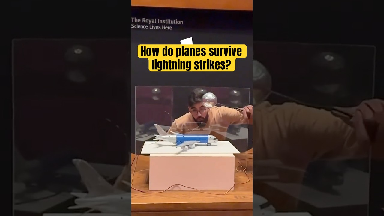 Lightning strikes every commercial plane 1-2 times a year⚡️🤯 What makes it safe? #shorts #science