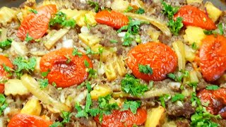 Обед по-турецки.просто фарш и овощи,но как вкусно и легко готовить