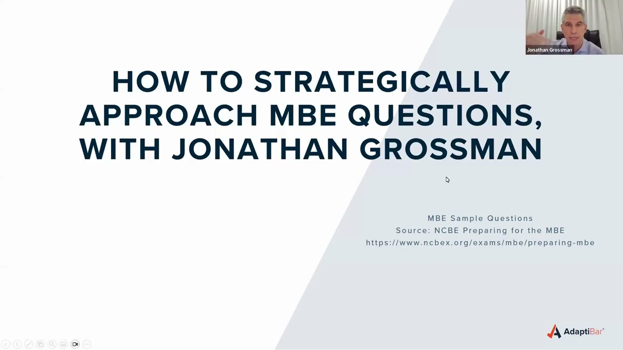AdaptiBar: How to Strategically Approach MBE Questions, with Jonathan Grossman [February 2026]