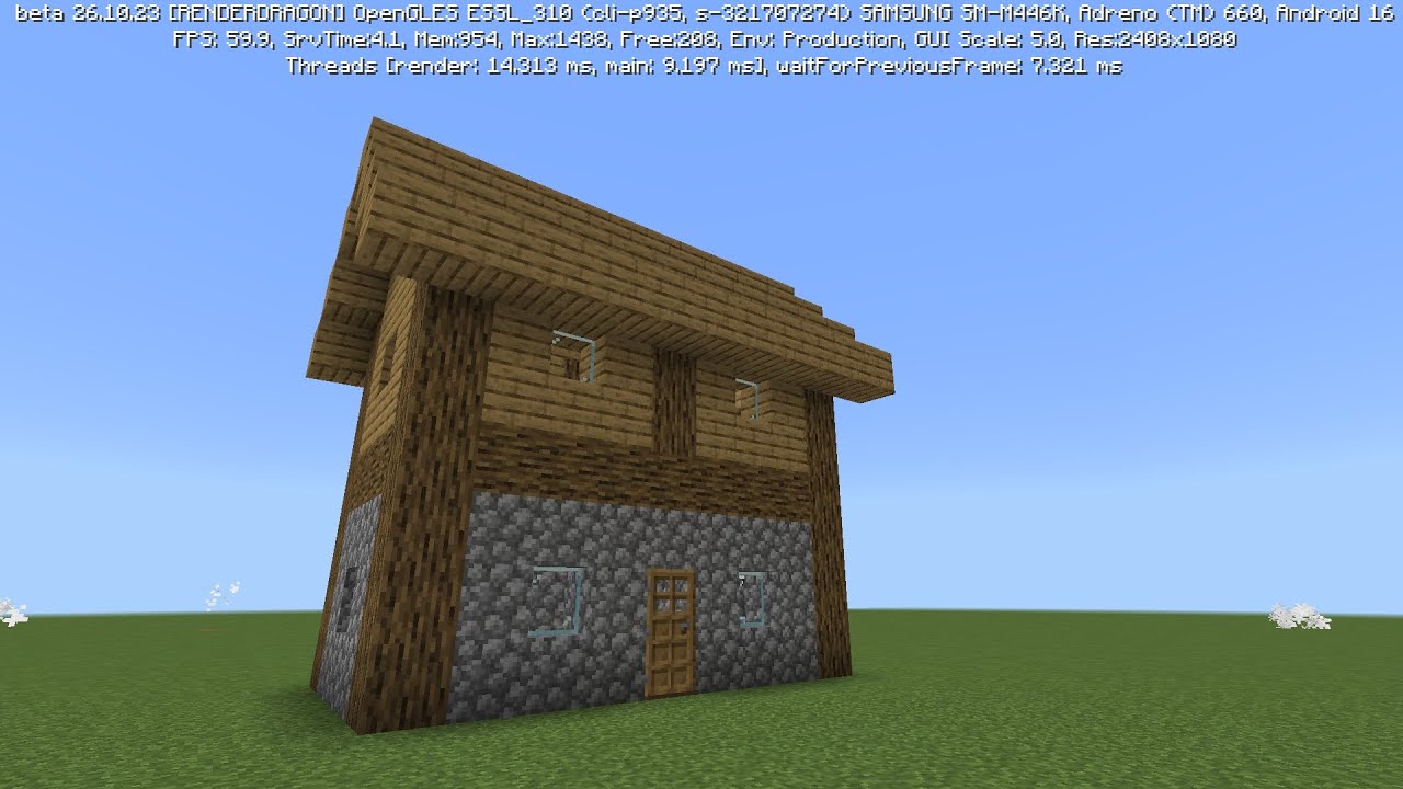 마인크래프트 평원 마을 큰 집 건축 