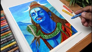How To Draw Mahadev Drawing Easy Mahadev Drawing With Oil Pastel