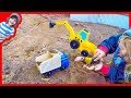 Toy Construction Trucks Digging in Dirt - Melissa and Doug Dump Truck and Backhoe