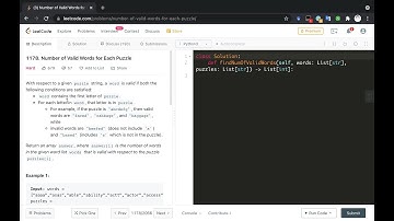 Self Mock Technical Interview: Day 24 LeetCode 1178. Number of Valid Words for Each Puzzle