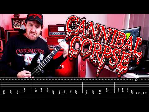 Early CANNIBAL CORPSE Style Death Metal Guitar Lesson 220 BPM + Tabs