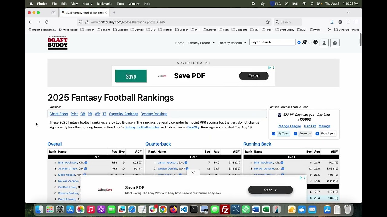 FFPC - Draft Buddy Fantasy Football League Sync Demo
