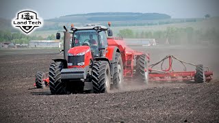 картинка: Посев подсолнечника - трактор Massey Ferguson 8737 и сеялка HORSCH Maestro 16.70 SW. Большой отзыв!