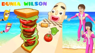 Kumpul Burger Donat Raksasa Buat Titan Raksasa Kelaparan 😍🥰 Yuta Mio Main Game Sandwich Runner