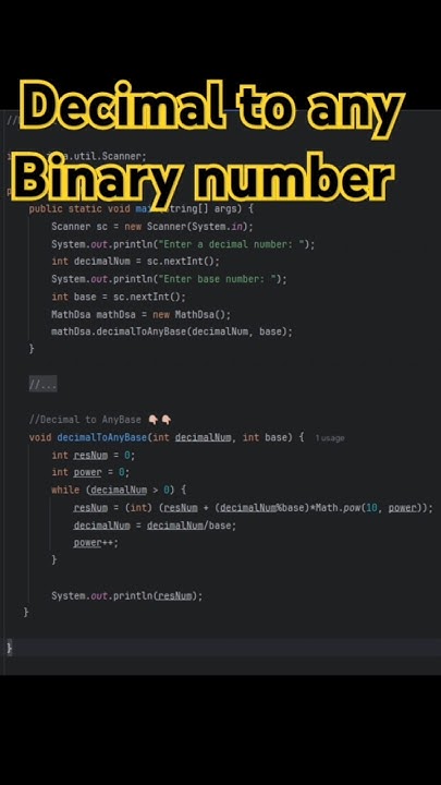 Decimal to Binary Number in Java #shorts #coding #java #trending - YouTube