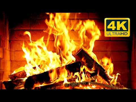 Cozy Fireplace 4K . Fireplace With Crackling Fire Sounds. Fireplace Burning 4K