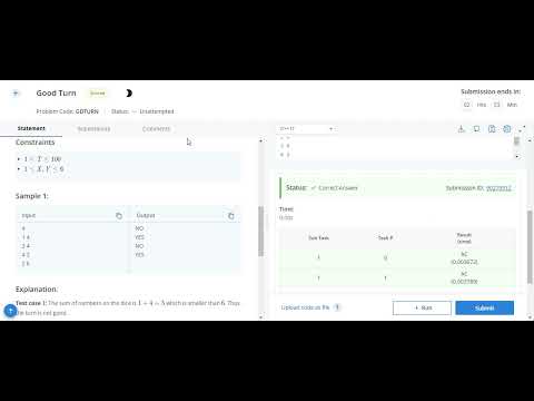 Good Turn Codechef solution || Starter 78 codechef contest