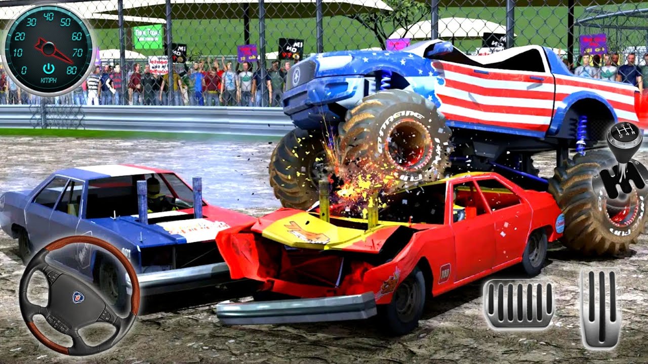 Monster Truck Crashing Cars Game Play Video.[Android Gameplay] YouTube