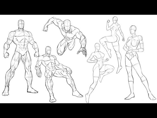 Superhero Pose Reference Drawings | スケッチ, 描画ベース, 人物クロッキー