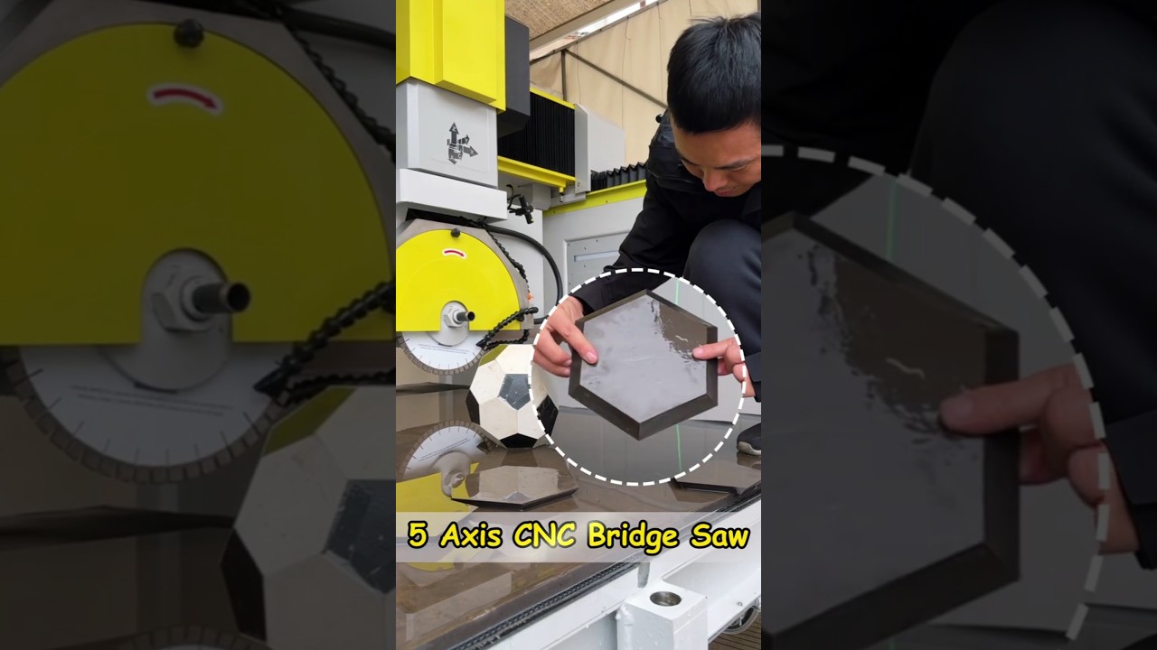 Cut football by 5 axis CNC bridge saw
