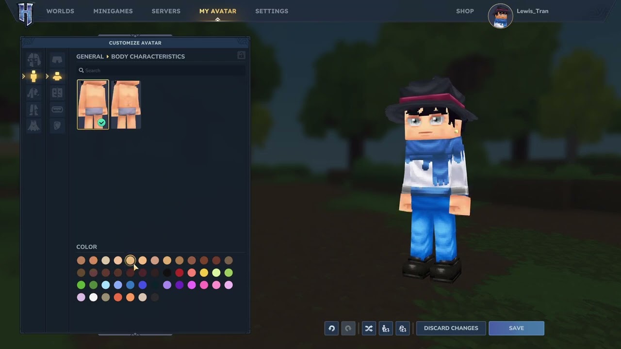 How to change color skin in Hytale Turtorial