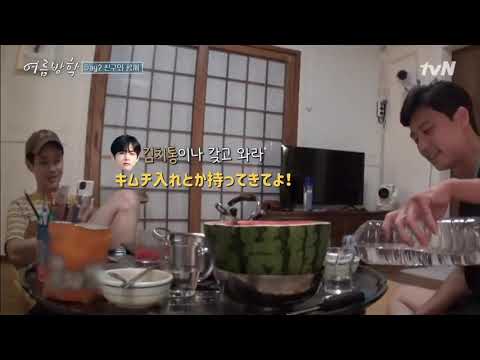 【BTS Vとテレビ通話】パクソジュン・ウシクとの仲良し話。여름방학 日本語字幕