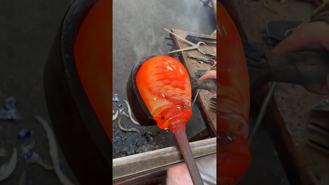 Glassblowing cherrywood v glass. 