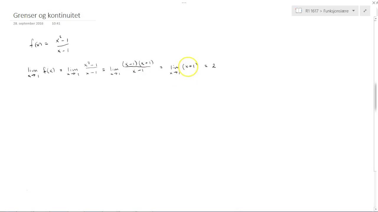 R1 - Grenser og kontinuitet