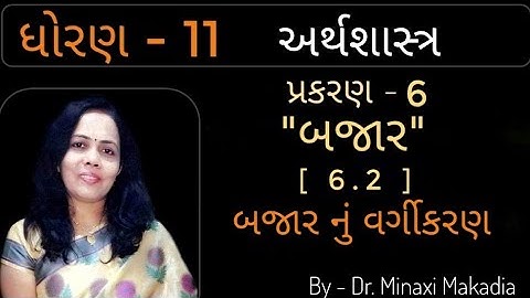 અર્થશાસ્ત્ર- પ્રકરણ -6 "બજાર"  [6.2] બજાર નું વર્ગીકરણ ( ધોરણ 11 કોમર્સ)