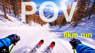6km long run! Serre Chevalier Vallée / Col de la Cucumelle to Villeneuve / 16.1.2026. GoPro 13 hero