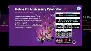 7th Anniversary Campaign in Efootball  24 Mobile🔥Free Epics,Free Coins🔥Maintenance End Live #shorts
