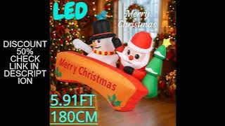 5.91FT Christmas Inflatable Toys Santa Snowman Decorations Xmas Decor for Yard Lawn Home Party Suppl
