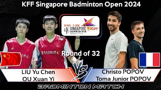 LIU Yu Chen /OU Xuan Yi vs Christo POPOV Toma /Junior POPOV | Singapore Badminton Open 2024