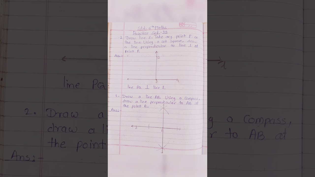 Class 6th practice set 39 | class 6th maths chapter no 17 Geometrical constructions