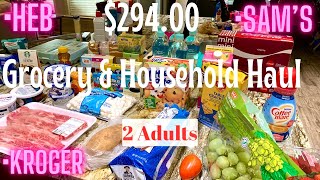 December '23 Grocery \& household haul | $294.00 | HEB, Kroger, Sam's