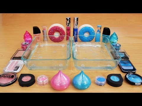 Mixing Makeup Eyeshadow Into Slime! Pink vs Blue Special Series Part 46 Satisfying Slime Video