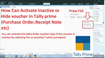 How Can Activate Inactive or Hide voucher in Tally prime (Purchase Order,Receipt Note etc)