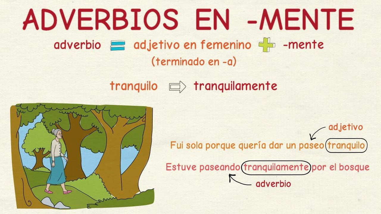 Aprender español: Adverbios terminados en -mente (nivel básico) - YouTube