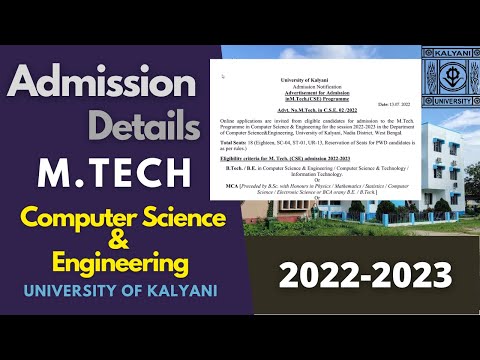 M. Tech in CSE  | Admission Notification | Kalyani University | 2022-2023 | KUCSE