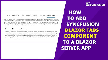 How to Add Syncfusion Blazor Tabs Component to a Blazor Server App