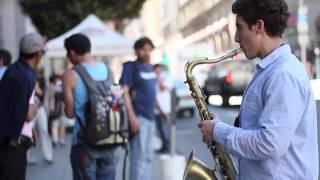 SF Saxophone Street Musician. Justin Ward. Resimi