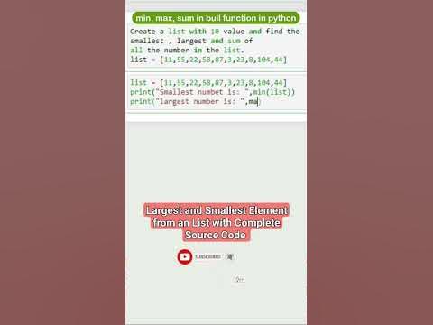 Python largest and Smallest from List with Full Source Code #python # ...