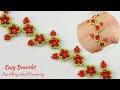 Flower Beaded Bracelet//Beaded Bracelet Tutorial Easy//diy Jewelry Making